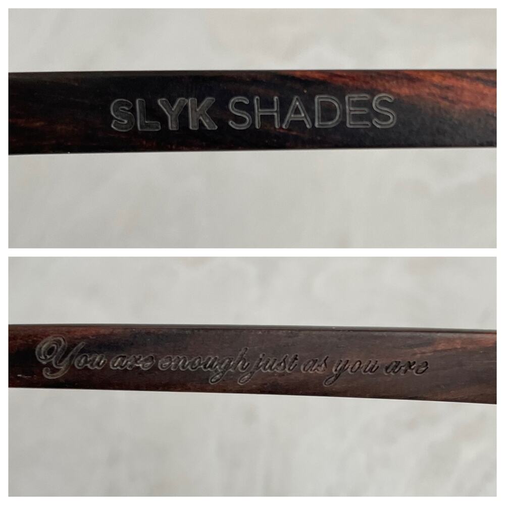 SLYK SHADES Bombshell Abalone & Wood Sunglasses Ice Blue Mirror Polarized Lenses - Picture 7 of 11